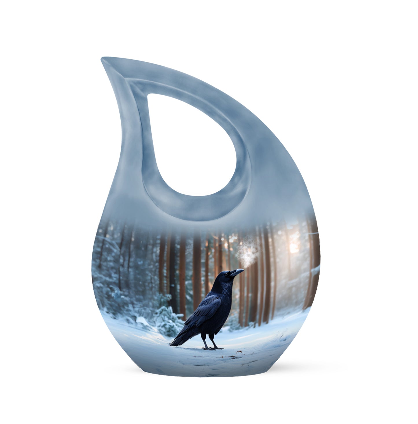Divine Blue Crow Cremation Urn for Ashes - 10-inch, 200 cu in - Yatskia