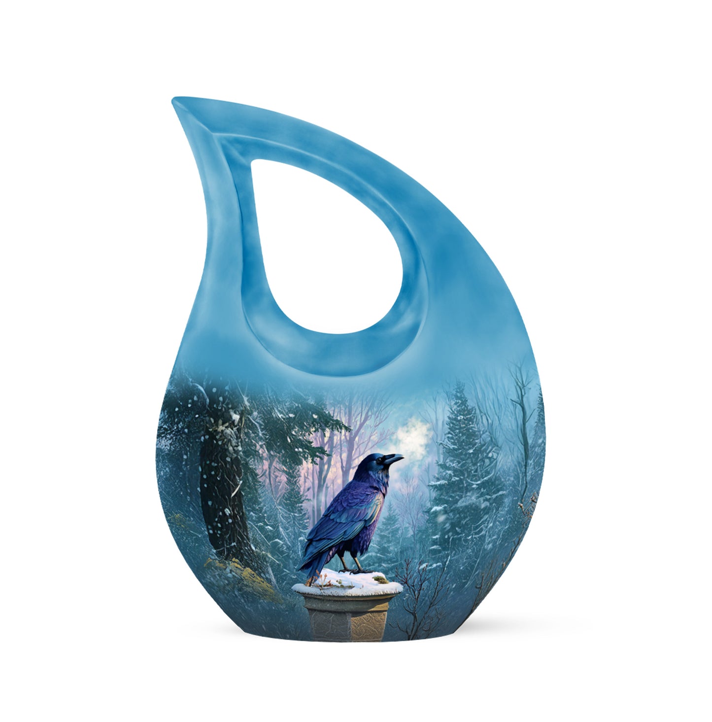 Personalized Crow Cremation Urns - Soothing Blue 10-inch, 200 cu in - Yatskia