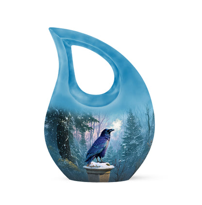 Personalized Crow Cremation Urns - Soothing Blue 10-inch, 200 cu in - Yatskia