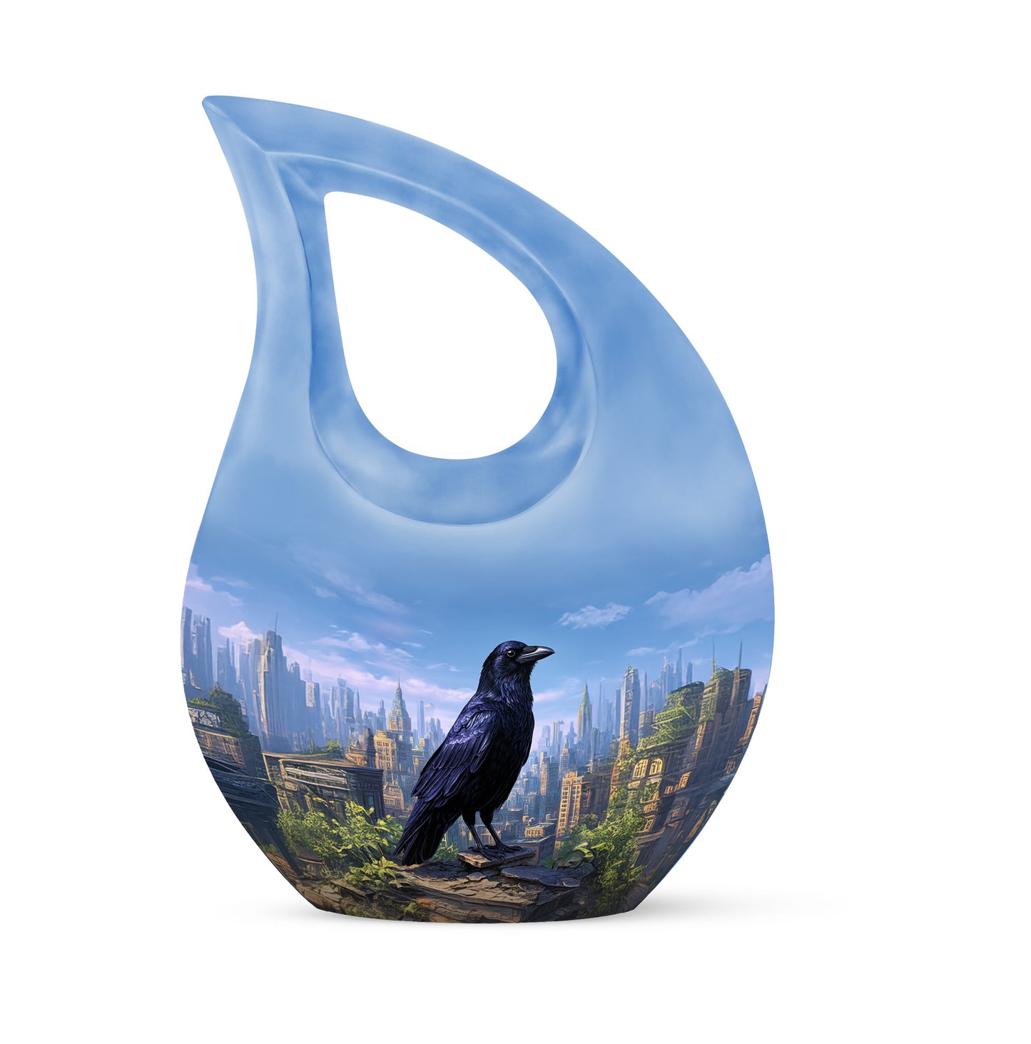 Personalized Crow Cremation Urns - Tranquil Blue 10-inch, 200 cu in - Yatskia