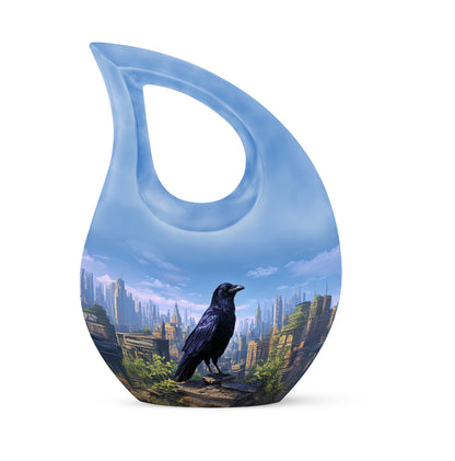 Personalized Crow Cremation Urns - Tranquil Blue 10-inch, 200 cu in - Yatskia