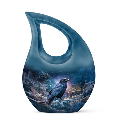 Personalized Crow Cremation Urns - Soothing Blue 10-inch, 200 cu in - Yatskia