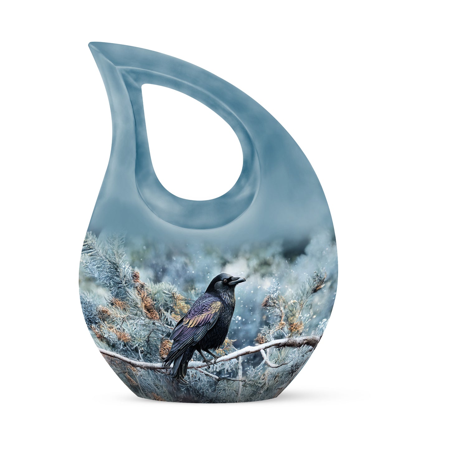 Hallowed Crow Cremation Urns for Human Ashes - Blue 10-inch - Yatskia