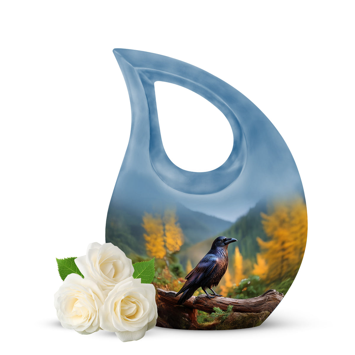 Illustrious Crow Memorial Cremation Urns - Blue - Yatskia