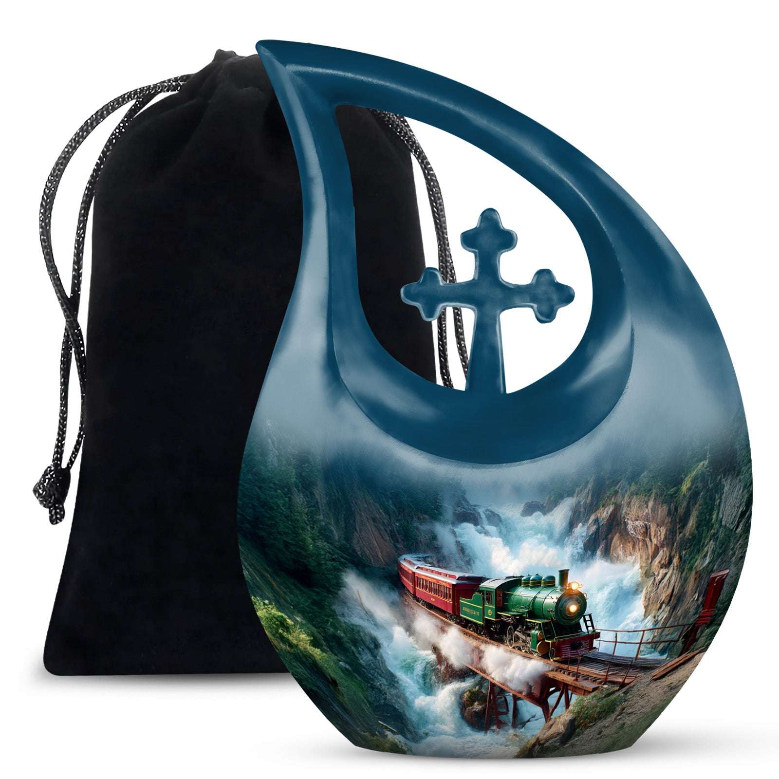 Train Large Cremation Urn for Adult Human Ashes - Men Urns For Human Ashes