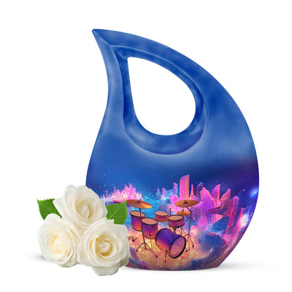 Personalized Blue Drums Cremation Urns for Ashes - Peaceful 10-inch - Yatskia