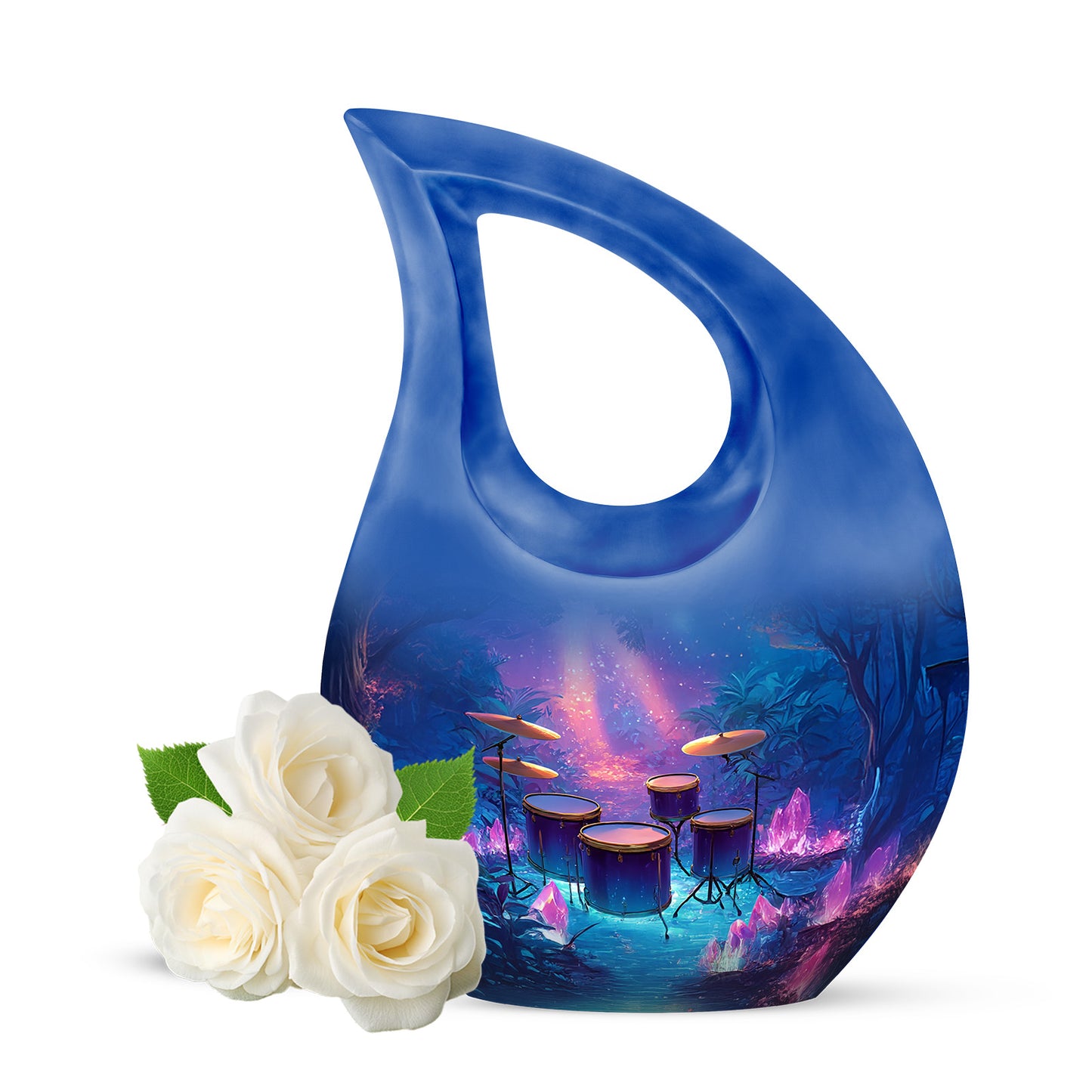 Personalized Drums Cremation Urns - Wondrous Blue 10-inch, 200 cu in - Yatskia