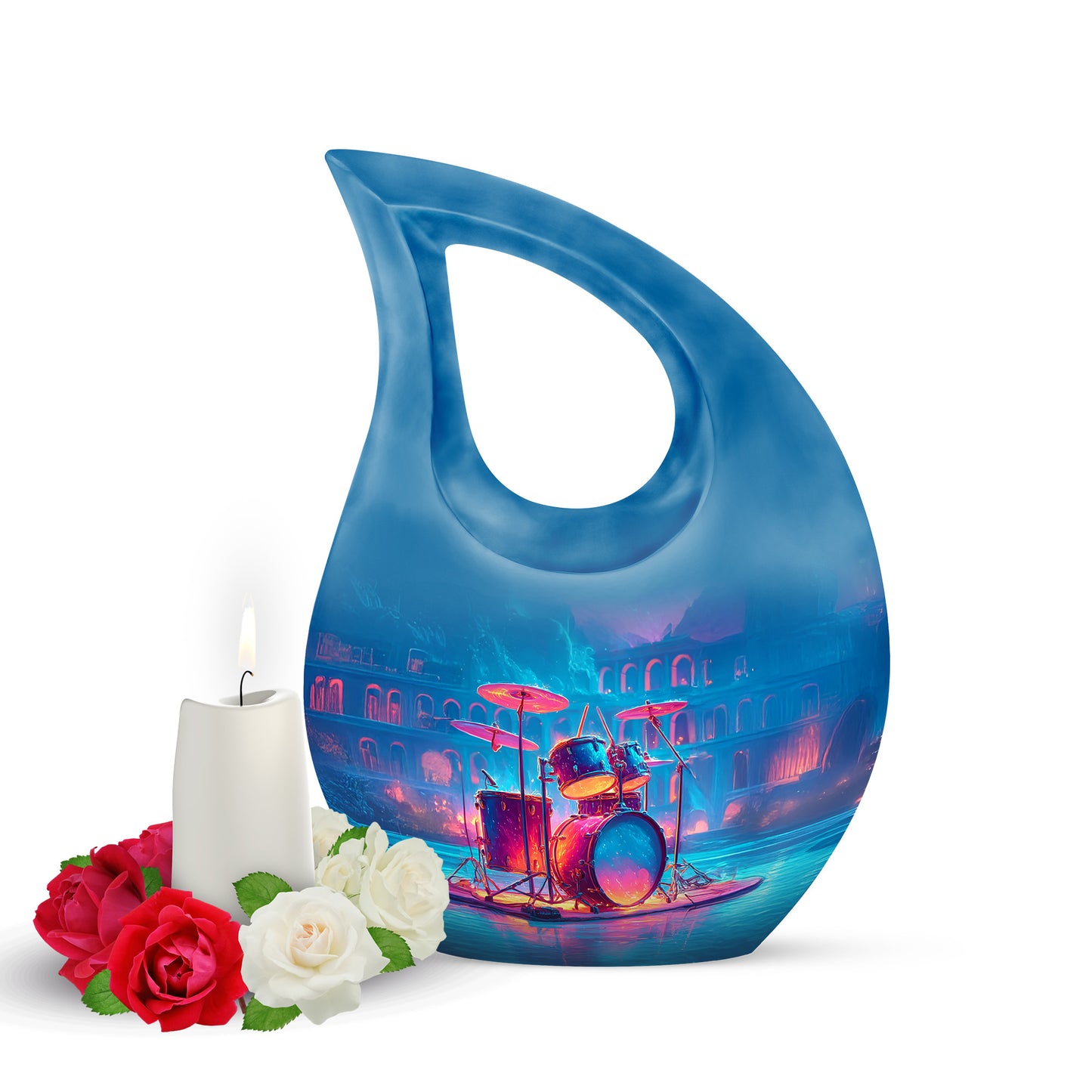 Timeless Purple Drums Cremation Urn for Ashes - 10-inch, 200 cu in - Yatskia