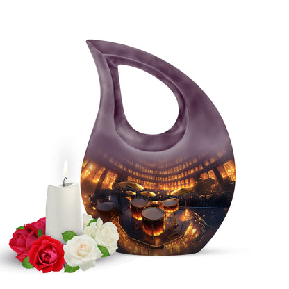 Graceful Gold Drums Resting Place Urn for Human Ashes - 10-inch, 200 cu in - Yatskia