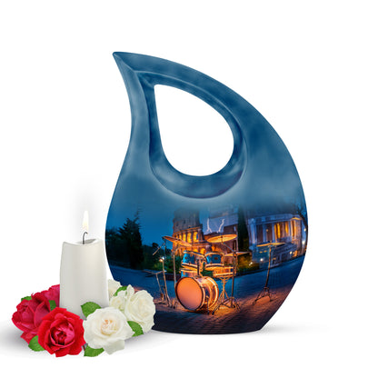 Harmonious Drums Cremation Urns for Human Ashes - Blue 10-inch - Yatskia