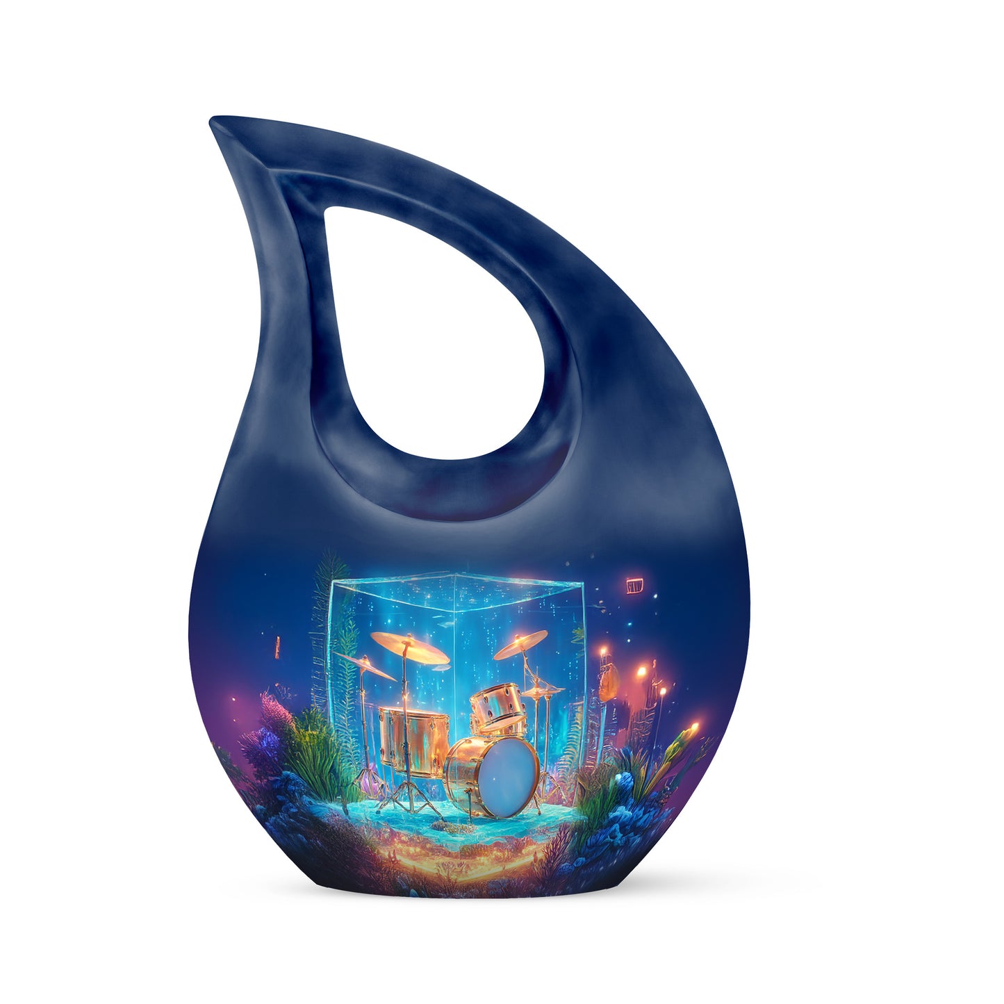 Blue Drums Cremation Urns - Opulent Memorial 10-inch, 200 cu in - Yatskia