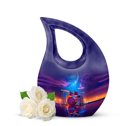 Personalized Drums Cremation Urns - Pristine Blue 10-inch, 200 cu in - Yatskia