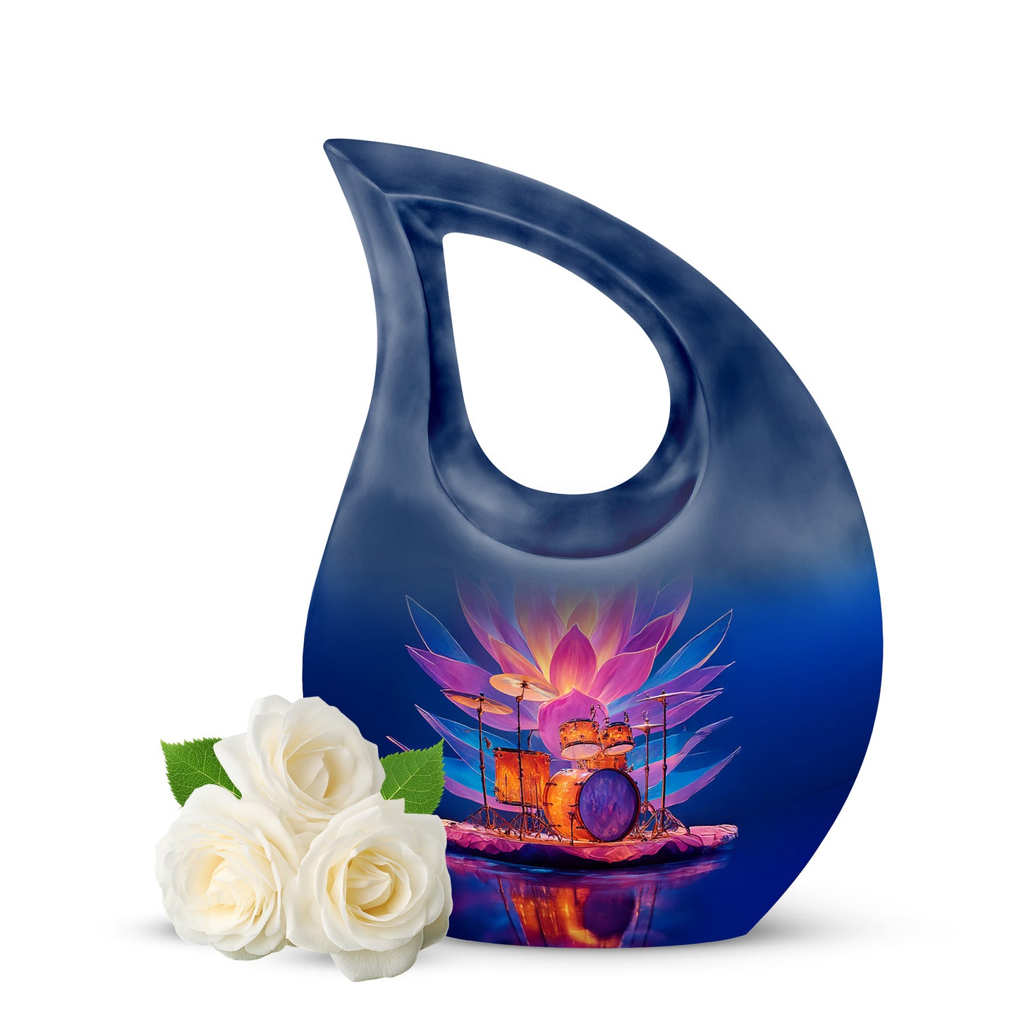 Personalized Drums Cremation Urns - Soothing Blue 10-inch, 200 cu in - Yatskia