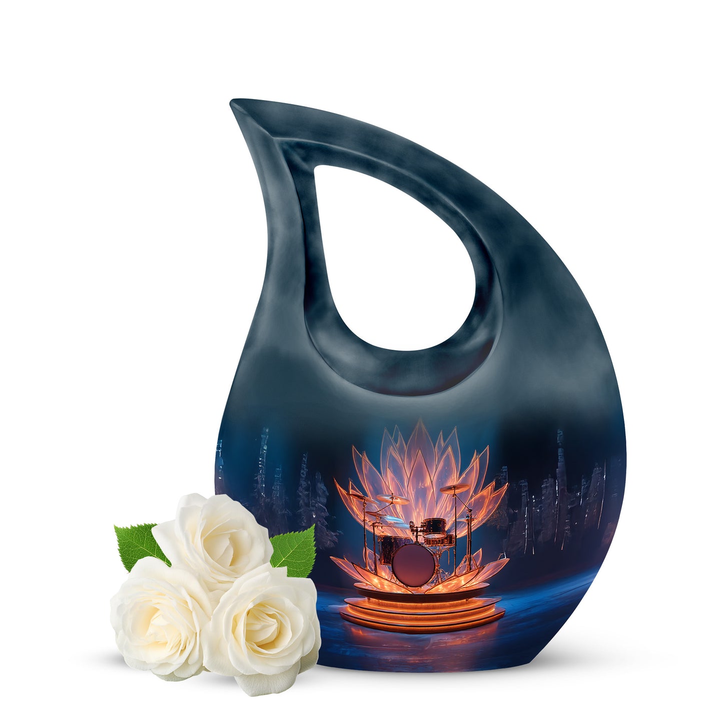 Personalized Blue Drums Cremation Urns for Ashes - Transcendent 10-inch - Yatskia