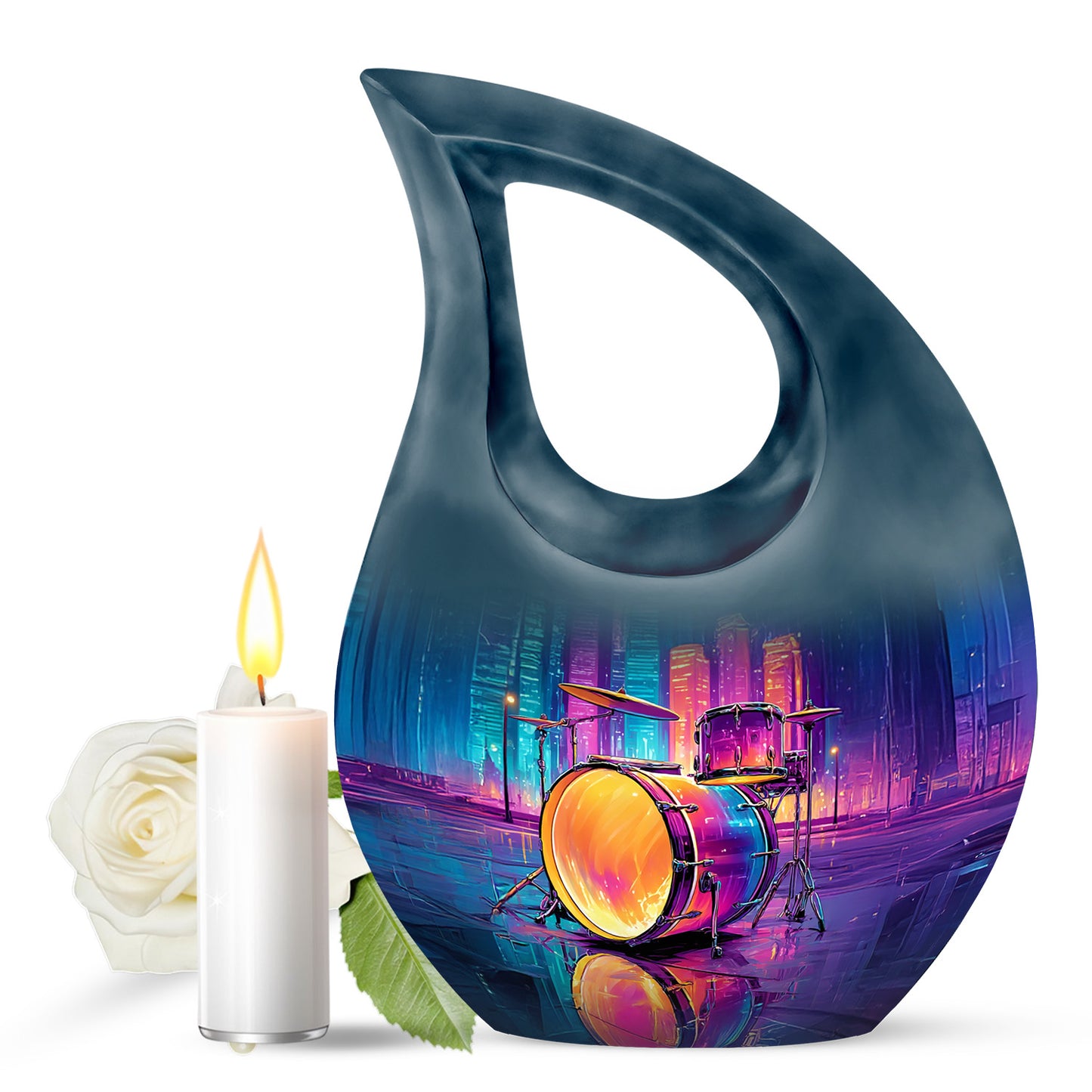 Blue Drums Cremation Urns - Honored Remembrance 10-inch, 200 cu in - Yatskia