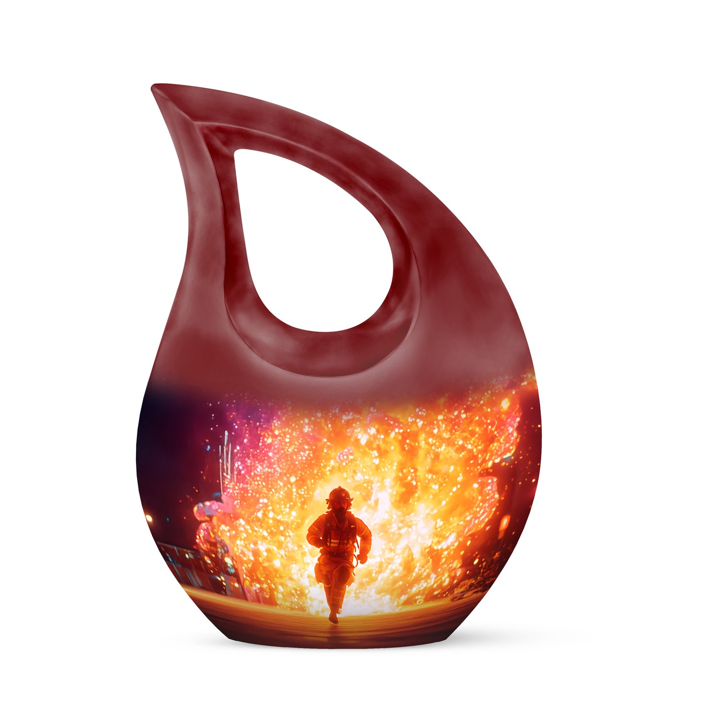 Radiant Firefighter Memorial Cremation Urns - Pink 10-inch, 200 cu in - Yatskia