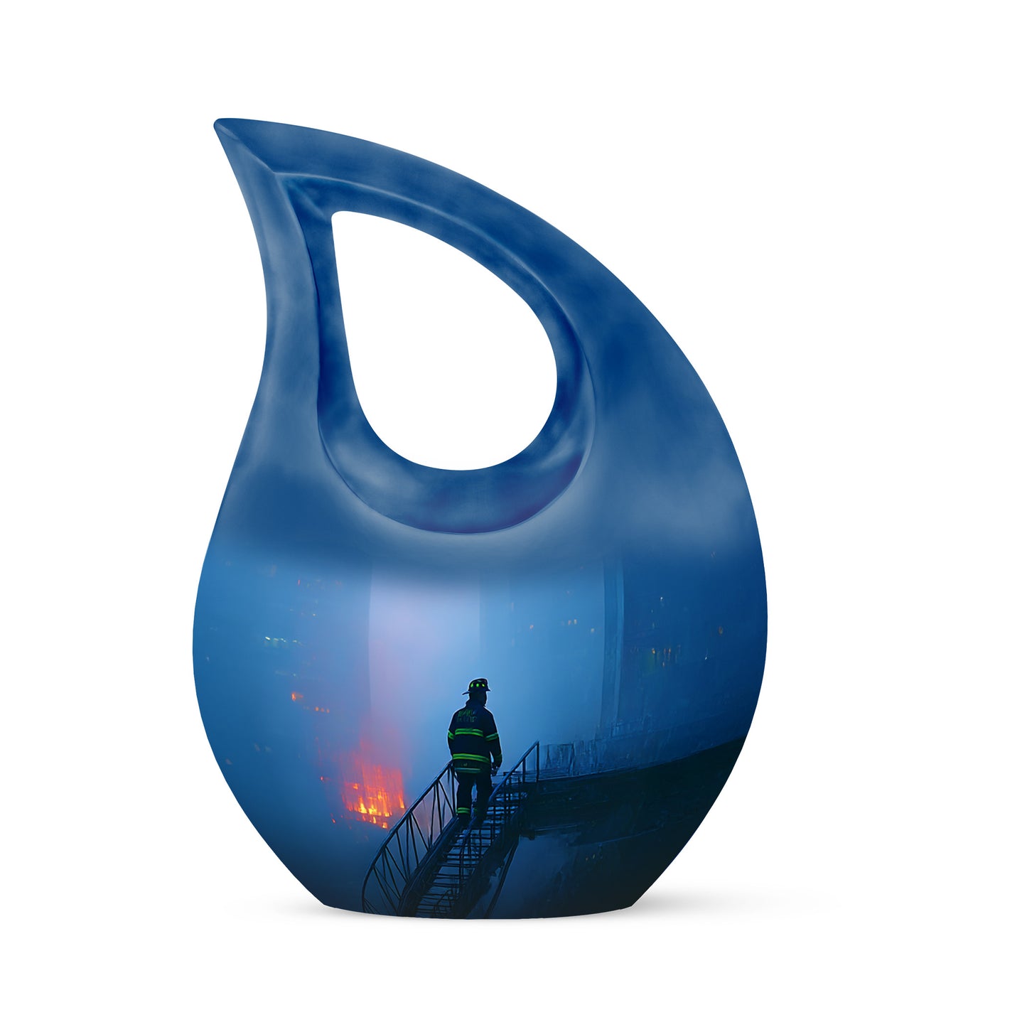Personalized Firefighter Cremation Urns - Soothing Blue 10-inch, 200 cu in - Yatskia
