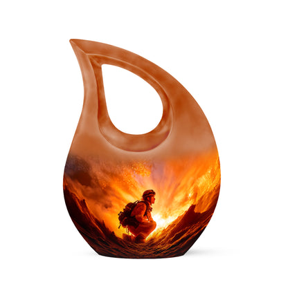 Personalized Red Firefighter Cremation Urns for Ashes - Enchanting 10-inch - Yatskia