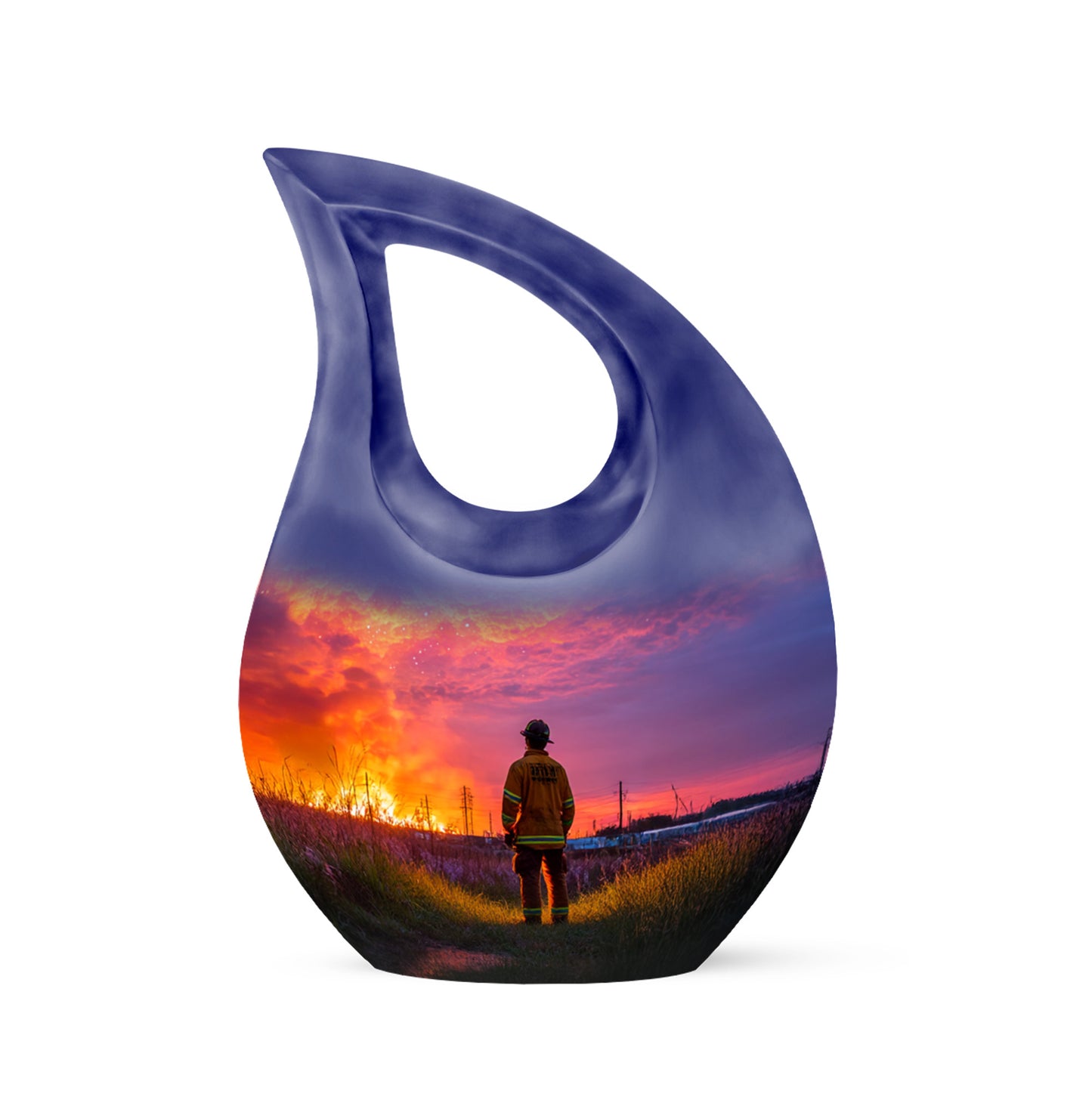 Personalized Purple Firefighter Cremation Urns for Ashes - Peaceful 10-inch - Yatskia
