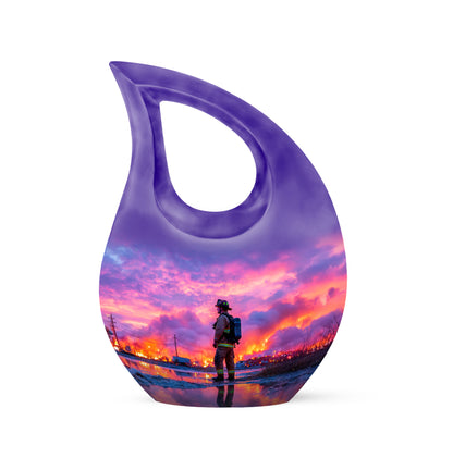 Personalized Blue Firefighter Cremation Urns for Ashes - Enchanting 10-inch - Yatskia