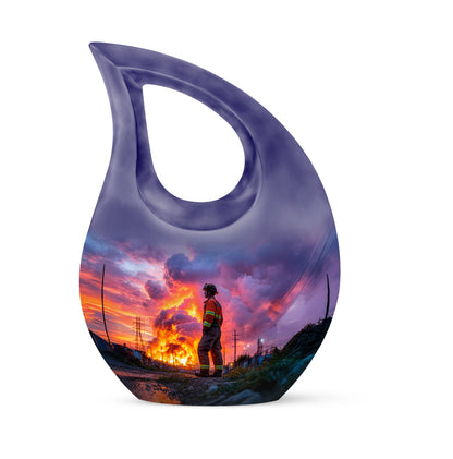 Personalized Refined Firefighter Cremation Urns - Blue 10-inch, 200 cu in - Yatskia