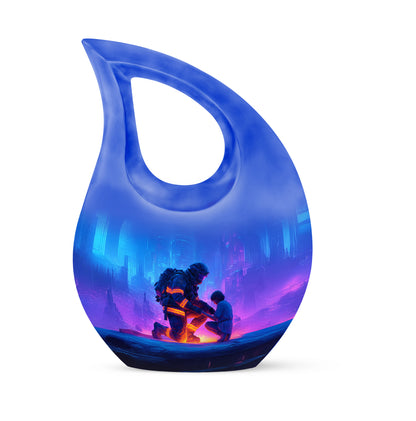 Sublime Firefighter Cremation Urns for Human Ashes - Blue 10-inch - Yatskia