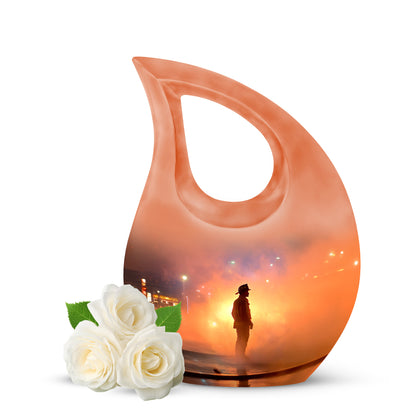 Distinguished Pink Firefighter Cremation Urn for Ashes - 10-inch, 200 cu in - Yatskia