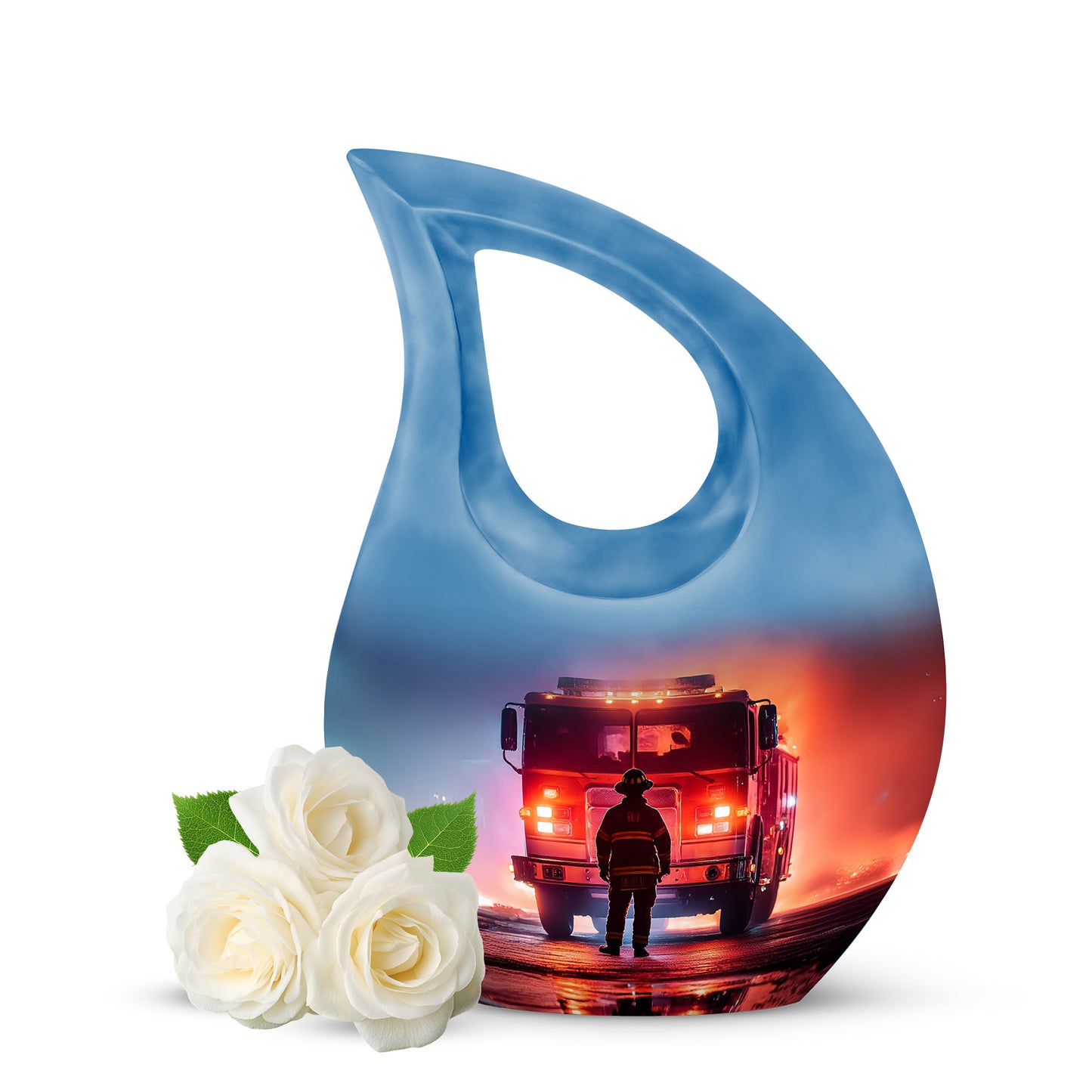 Personalized Purple Firefighter Cremation Urns for Ashes - Transcendent 10-inch - Yatskia