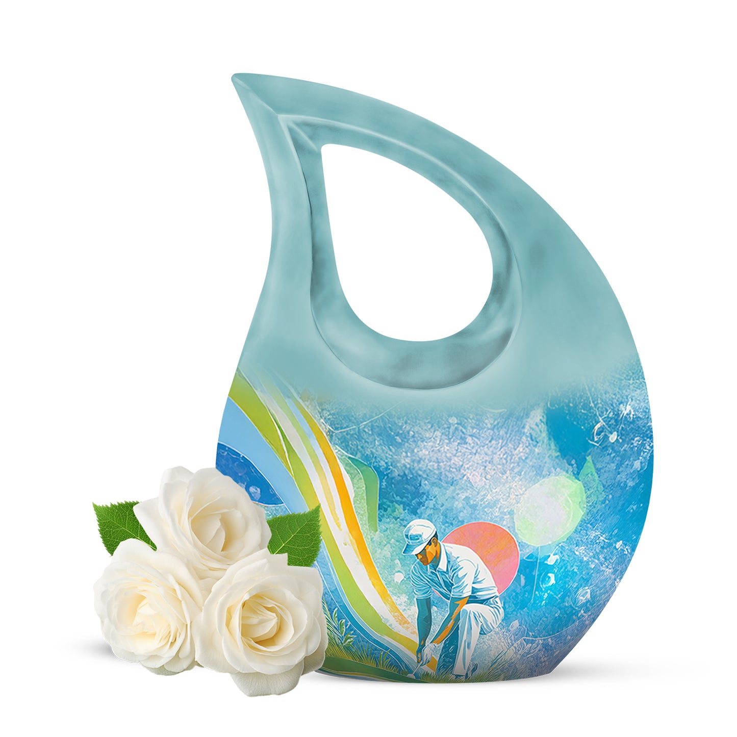 Blue Golf Testament Cremation Urns for Human Ashes - 10-inch, 200 cu in - Yatskia