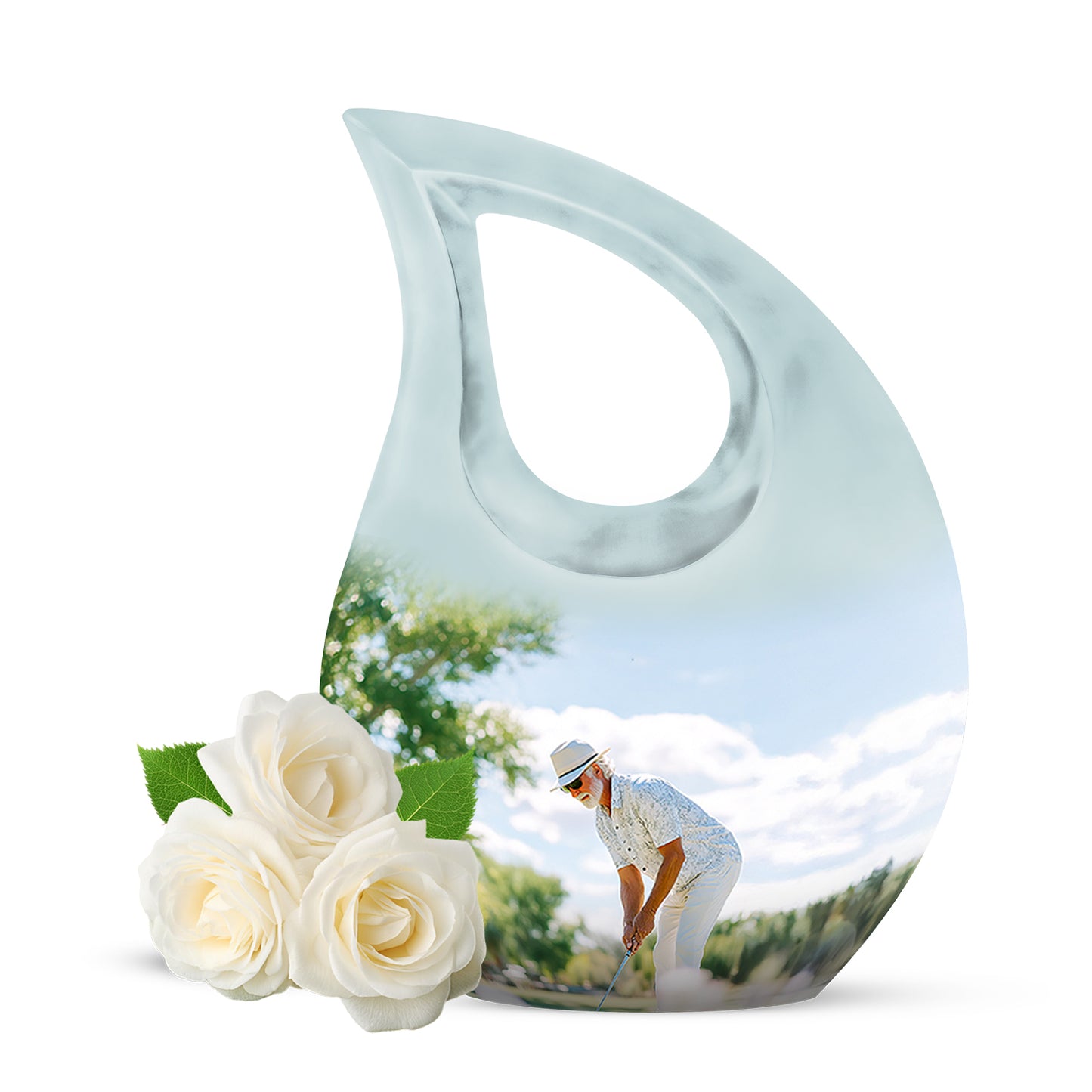 Personalized Silver Golf Cremation Urns for Ashes - Majestic 10-inch - Yatskia