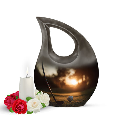Personalized Gold Golf Cremation Urns for Ashes - Peaceful 10-inch - Yatskia
