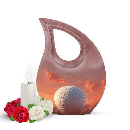 Stunning Red Golf Haven Urn for Human Ashes - 10-inch, 200 cu in - Yatskia