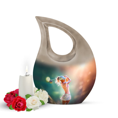 Gold Golf Cremation Urns - Opulent Tribute 10-inch, 200 cu in - Yatskia