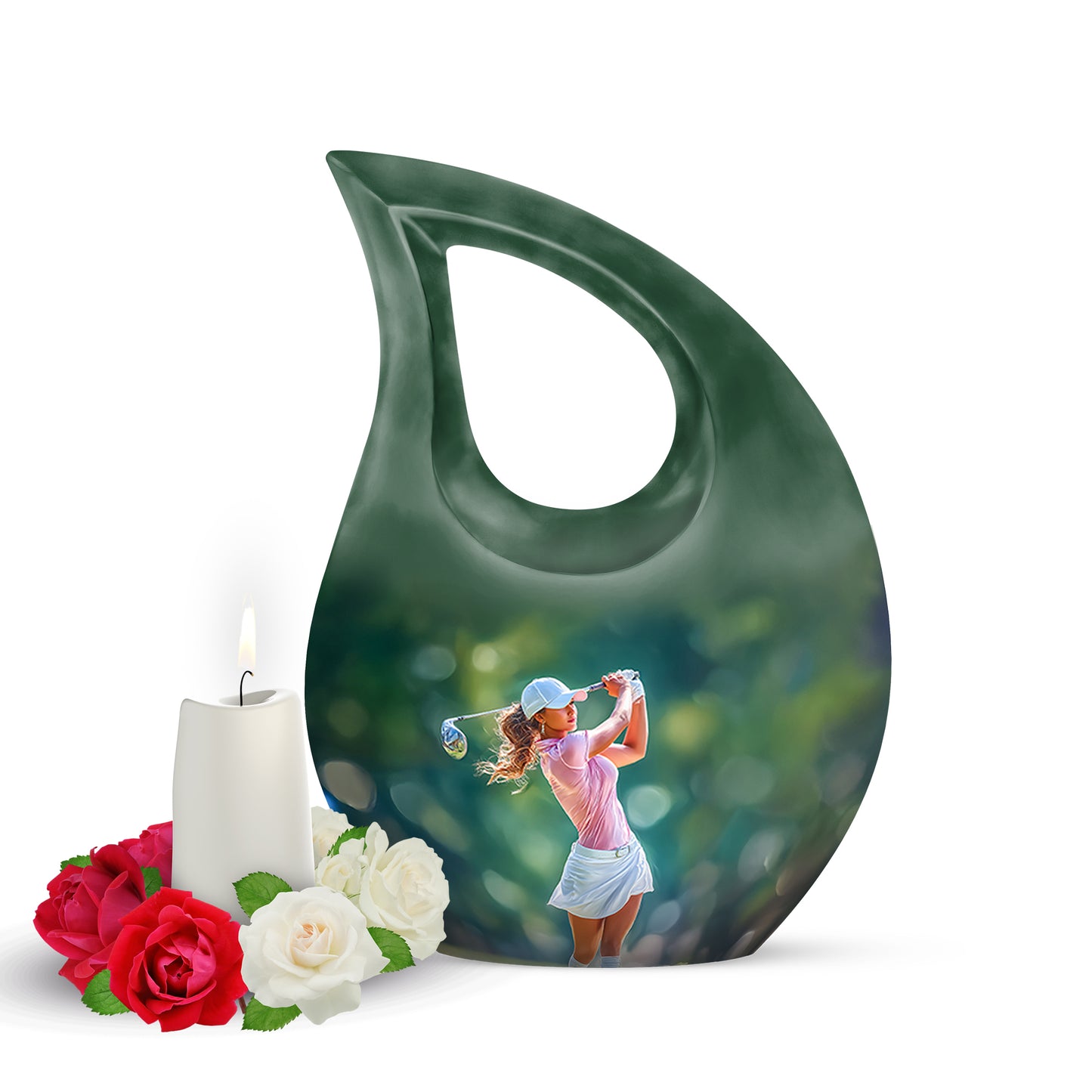 Stunning Green Golf Resting Place Urn for Human Ashes - 10-inch, 200 cu in - Yatskia