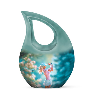 Personalized Magnificent Golf Cremation Urns - Silver 10-inch, 200 cu in - Yatskia