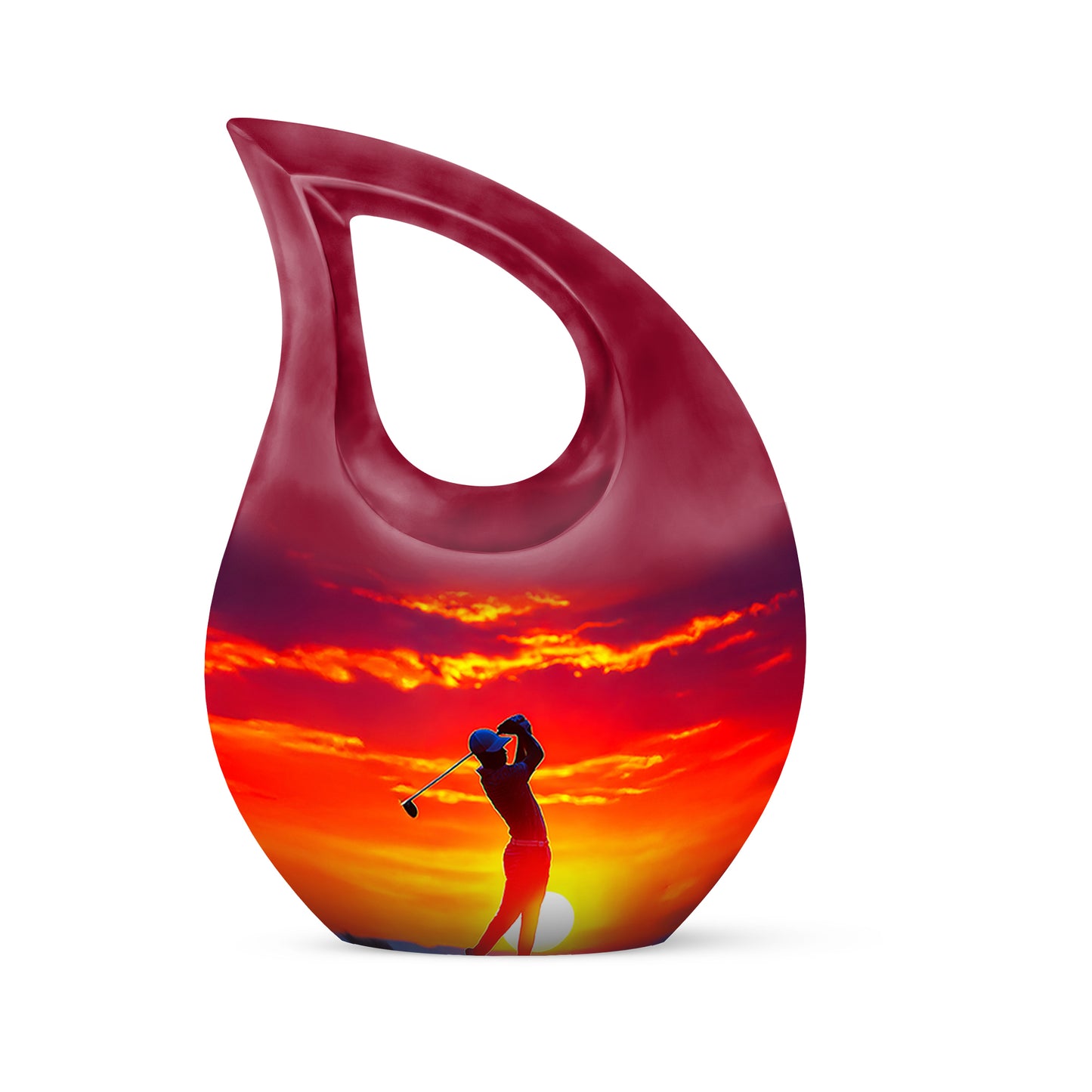 Red Golf Keepsake Cremation Urns for Human Ashes - 10-inch, 200 cu in - Yatskia