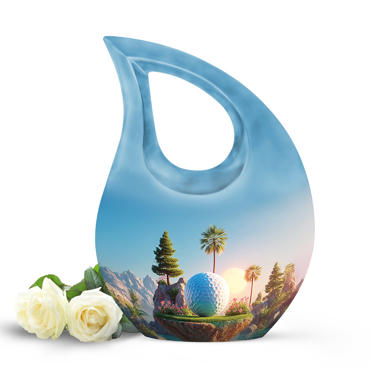 Personalized Golf Cremation Urns - Pristine Blue 10-inch, 200 cu in - Yatskia