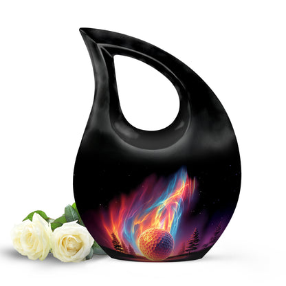 Black Sacred Golf Cremation Urns for Human Ashes - 10-inch, 200 cu in - Yatskia
