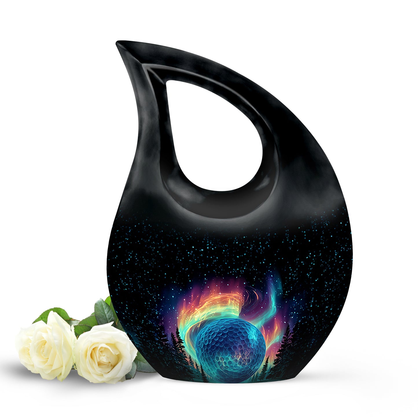 Harmonious Golf Cremation Urns for Human Ashes - Black 10-inch - Yatskia