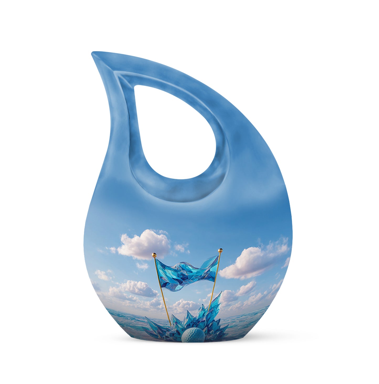 Personalized Blue Cherished Golf Cremation Urns for Human Ashes - 10-inch, 200 cu in - Yatskia