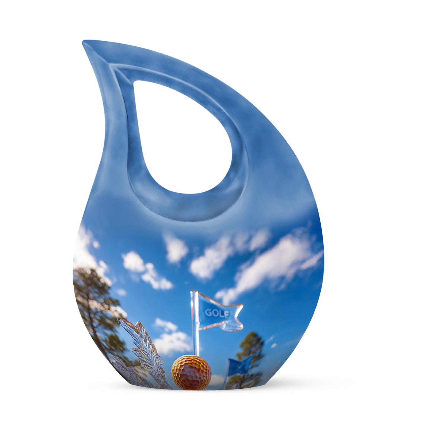 Luminous Blue Golf Comfort Urn for Human Ashes - 10-inch, 200 cu in - Yatskia