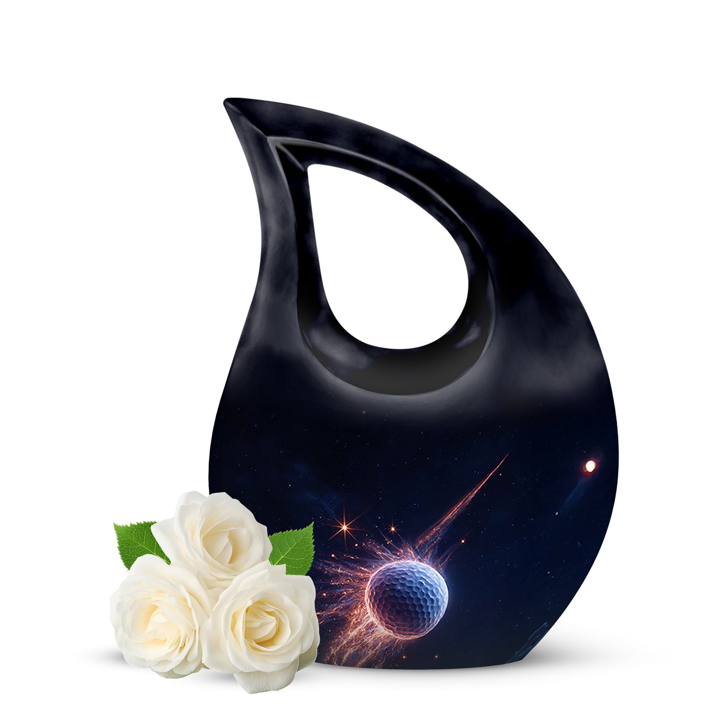 Dignified Blue Golf Cremation Urn for Ashes - 10-inch, 200 cu in - Yatskia