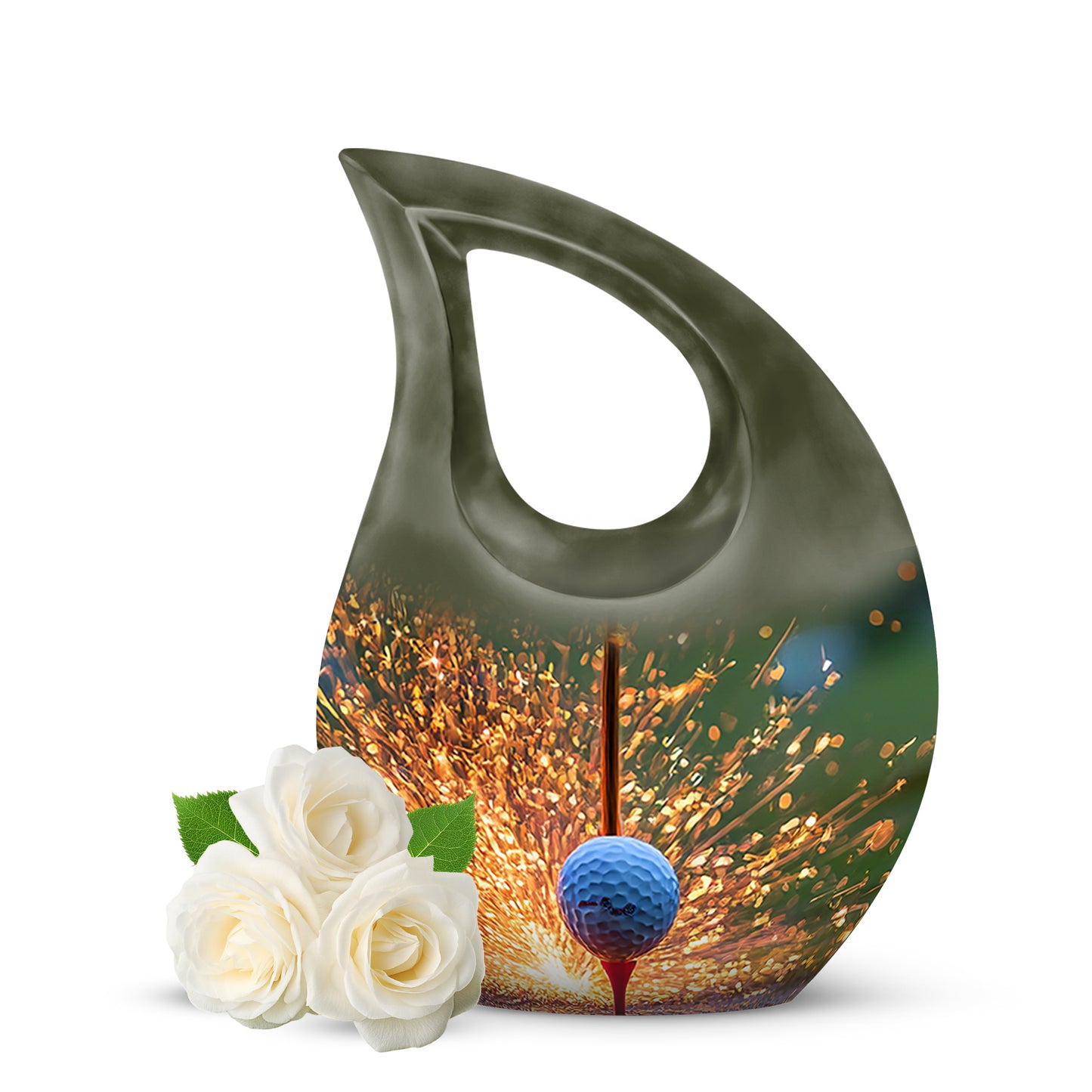 Radiant Golf Memorial Cremation Urns - Gold 10-inch, 200 cu in - Yatskia