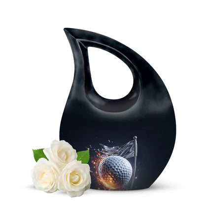 Luminous Blue Golf Embrace Urn for Human Ashes - 10-inch, 200 cu in - Yatskia