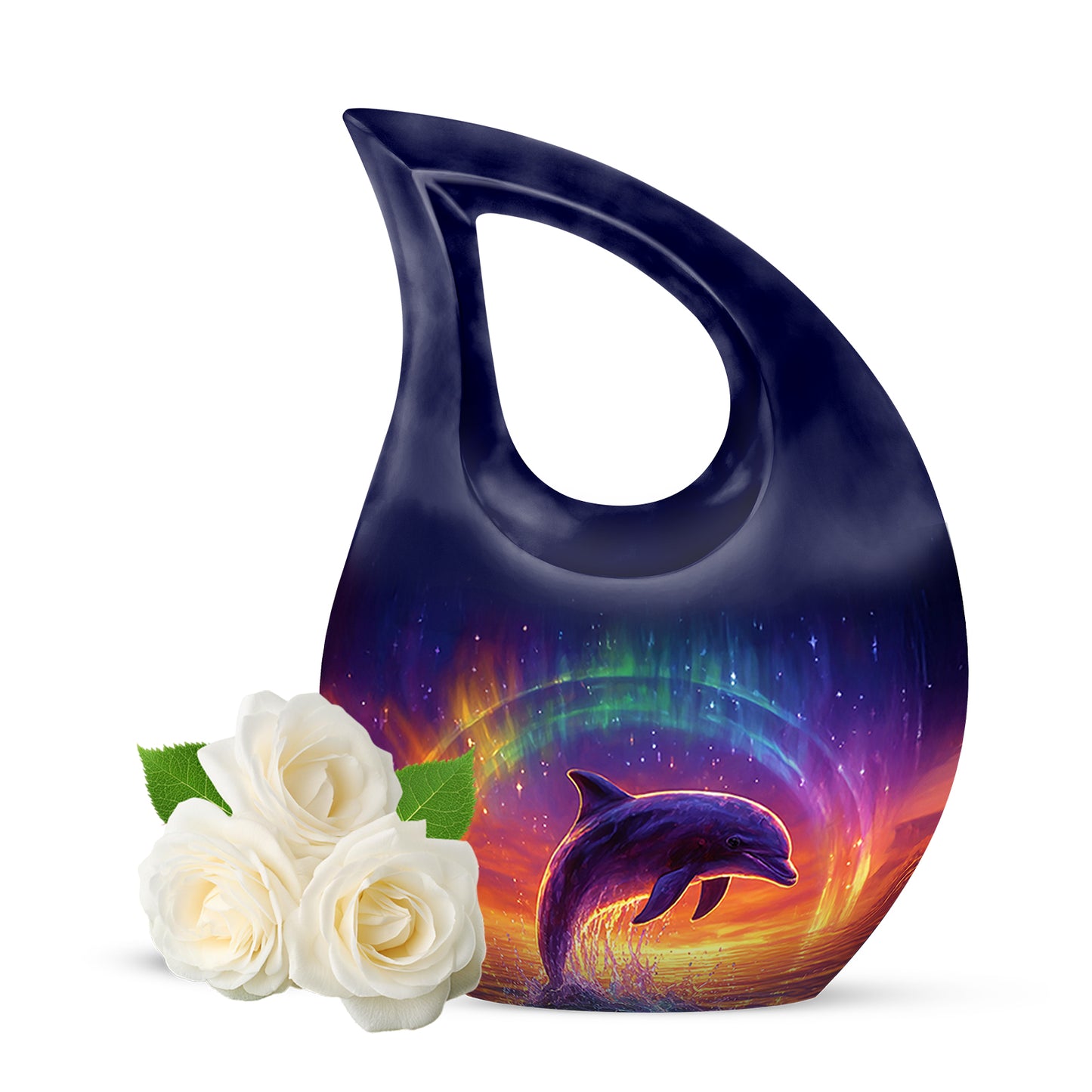 Hallowed Dolphin Cremation Urns for Human Ashes - Blue 10-inch - Yatskia