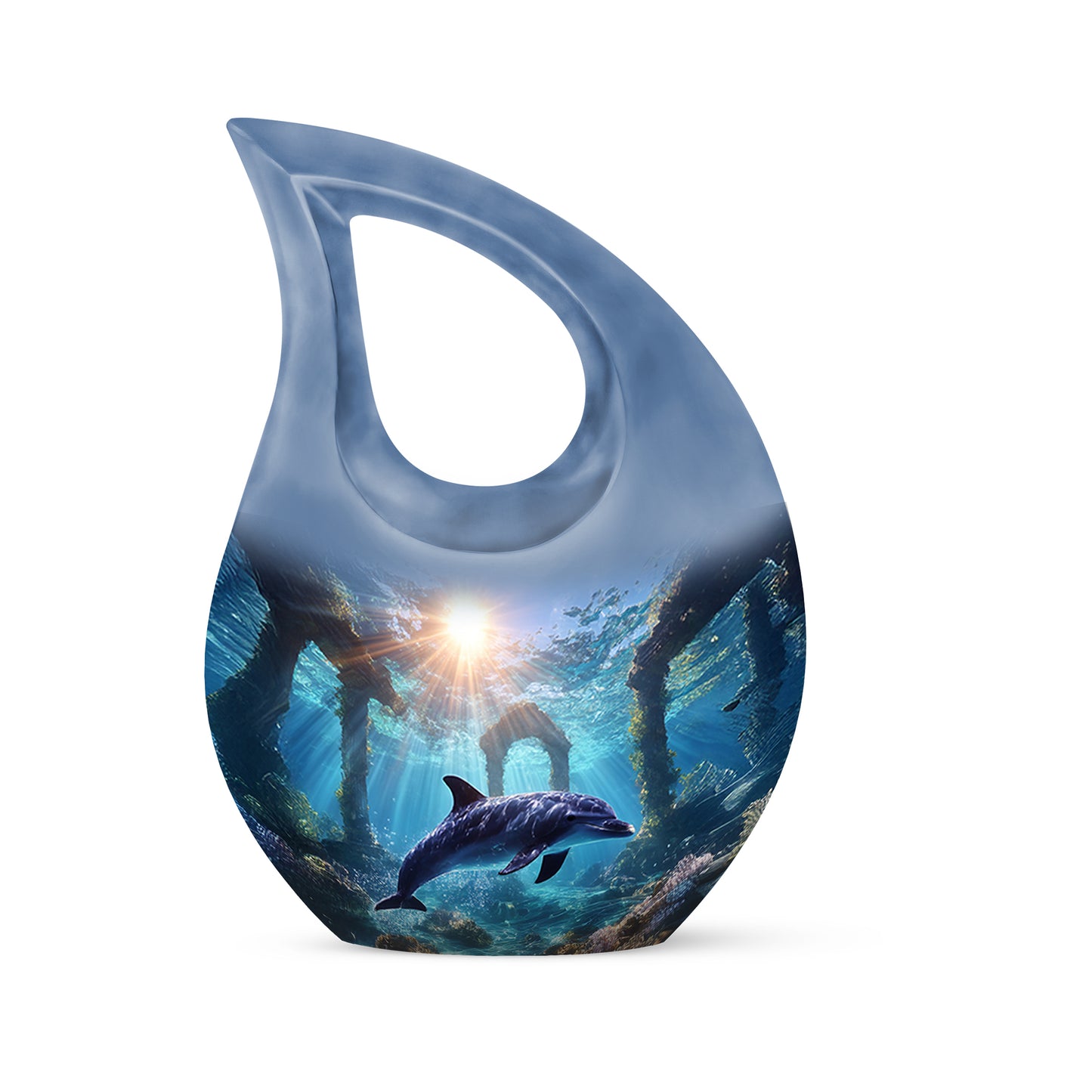 Blue Dolphin Cremation Urns - Glorious Testament 10-inch, 200 cu in - Yatskia
