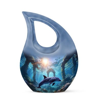 Blue Dolphin Cremation Urns - Glorious Testament 10-inch, 200 cu in - Yatskia