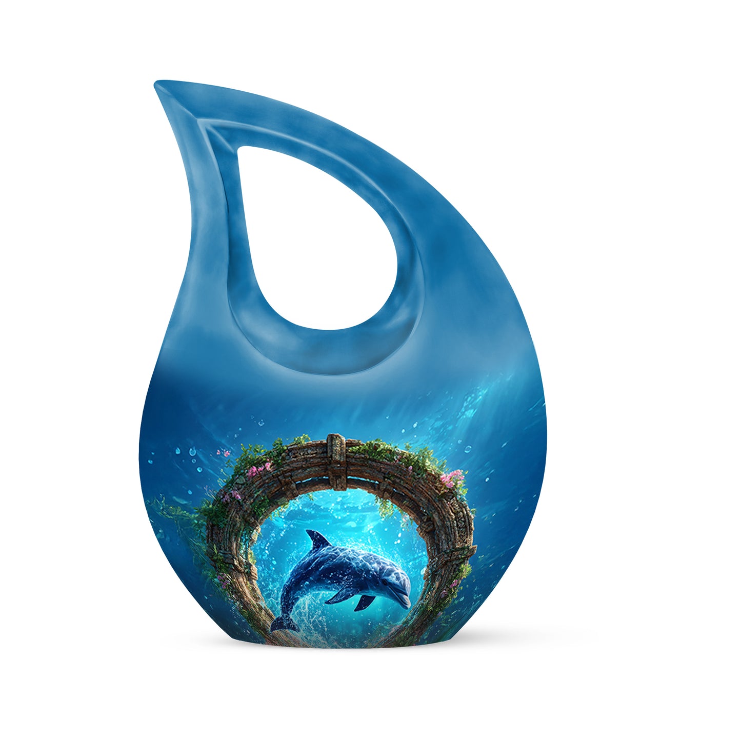 Blue Dolphin Cremation Urns - Honored Journey 10-inch, 200 cu in - Yatskia