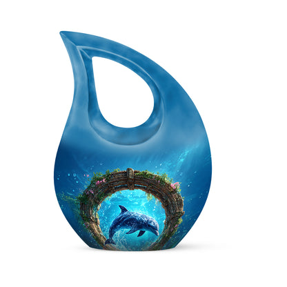 Blue Dolphin Cremation Urns - Honored Journey 10-inch, 200 cu in - Yatskia