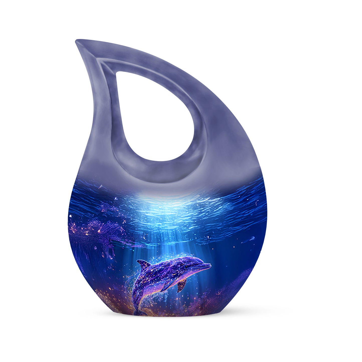 Blessed Dolphin Cremation Urns for Human Ashes - Blue 10-inch - Yatskia